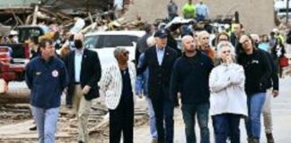 Biden visits Kentucky to assess tornado damage.
